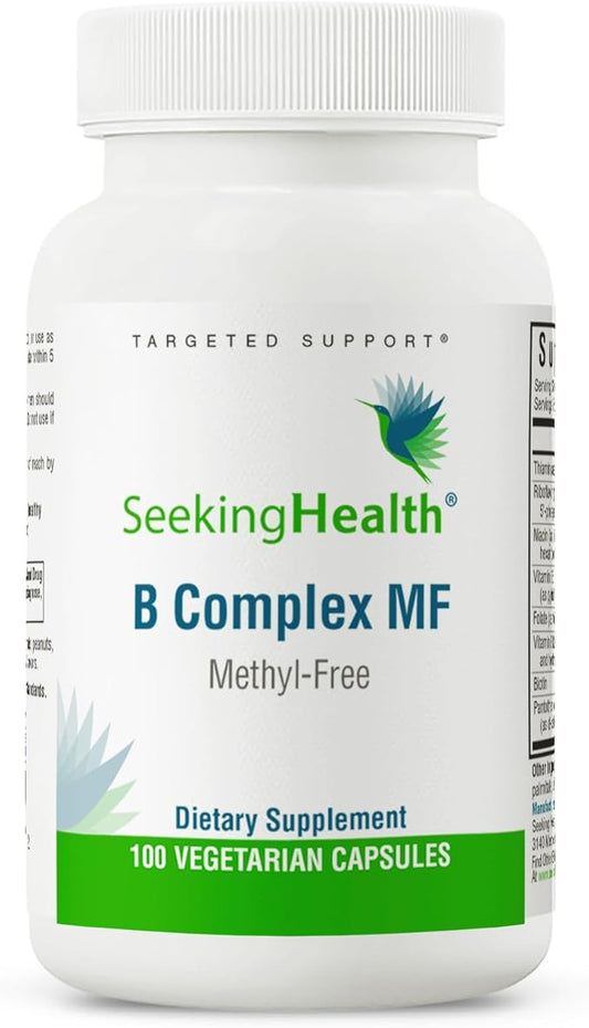 Seeking Health B Complex MF, Methyl-Free Forms of Folate and Vitamin B12, Healthy Energy, Immune System, Mood, and Memory Support, Vegan and Vegetarian (100 Capsules)*