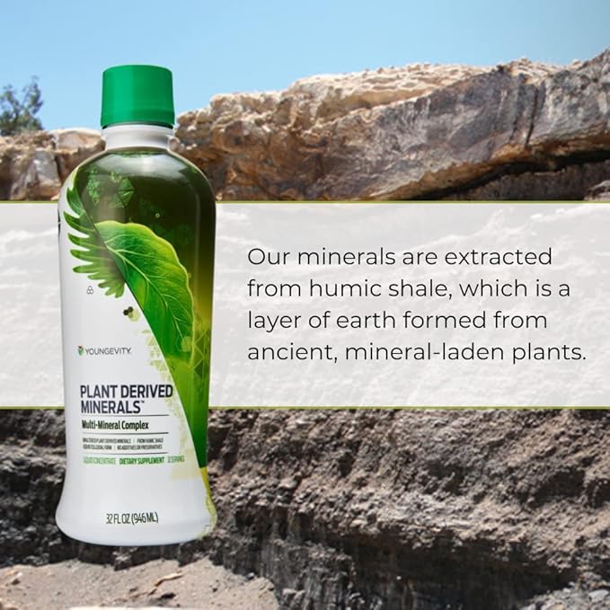 Youngevity Plant Derived Liquid Minerals - 77+ Natural Unaltered Trace Minerals - 19,000mg Plant Mineral Solids - Colloidal Form Humic Shale - (32 oz Pack of 2)
