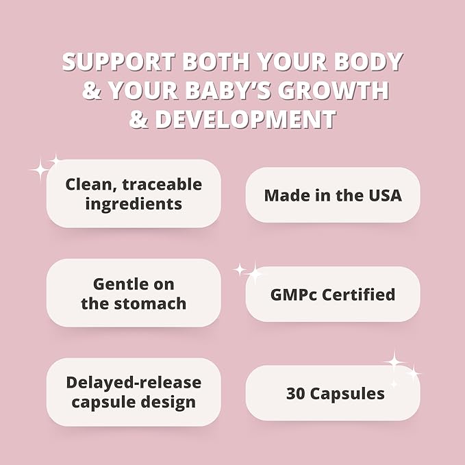 Prenatal Vitamins for Women with Iron, Vitamin D, Calcium & More, Supports Healthy Pregnancy & Baby Development - Maintains Red Blood Cells & Nervous System - Early Pregnancy Must Haves - 30 Caps