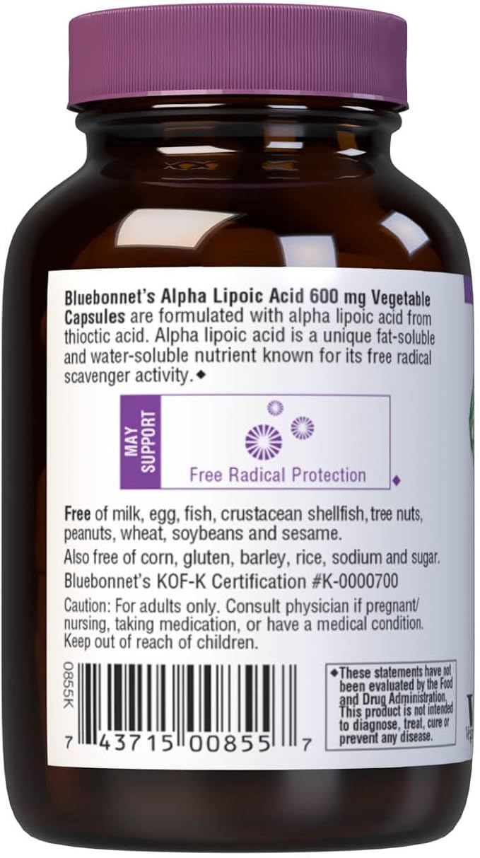 BLUEBONNET NUTRITION ALPHA LIPOIC ACID 600 mg