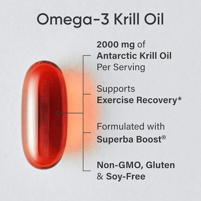 Sports Research® Omega-3 Krill Oil 2000mg - Pure Antarctic Superba Boost Krill with Phospholipids, Choline & Astaxanthin - MSC Certified Sustainable, Non-GMO Verified & Gluten Free - 60 Softgels