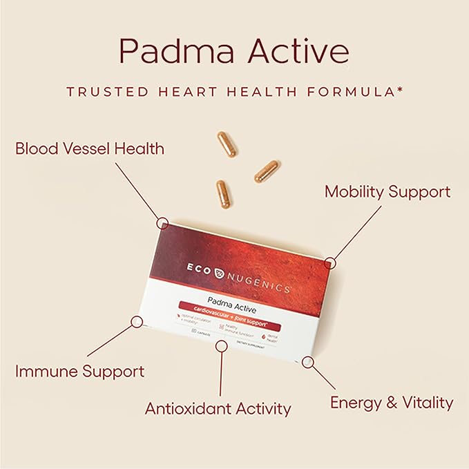 EcoNugenics Padma Active for Women & Men: Vitamin C Supplement for Collagen Formation, Energy Levels, and Immune System, Cellular & Antioxidant Support – Tibetan Recipe of Natural Herbs & Minerals