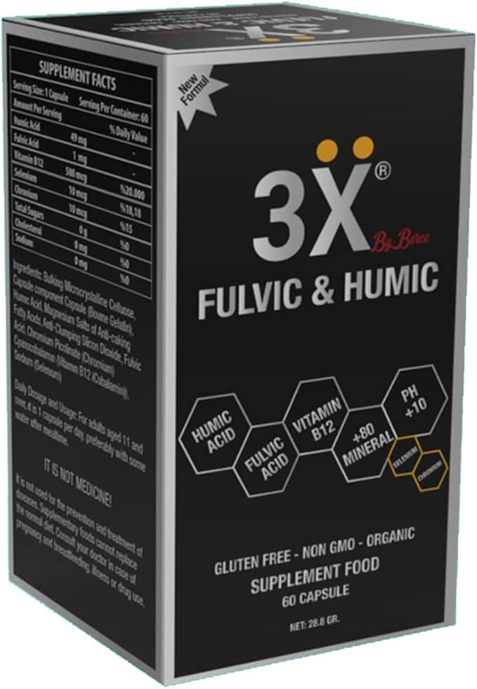 3X Fulvic and Humic Acid - 80 Minerals - Vitamin B12 - Selenium - Chromium - 60 Servings - 60 Day Supply