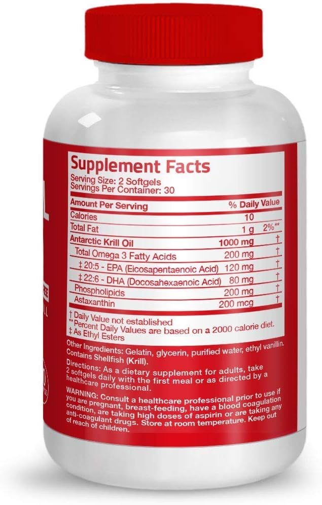 Vital 3 Joint Solution® Clinically Proven Liquid Knee Relief + Antarctic Krill Oil 1000 mg with Omega-3s EPA, DHA