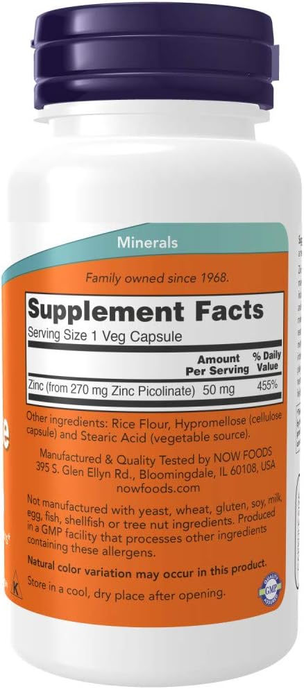 NOW Foods Zinc Picolinate 50mg,120 Capsules (Pack of 2)