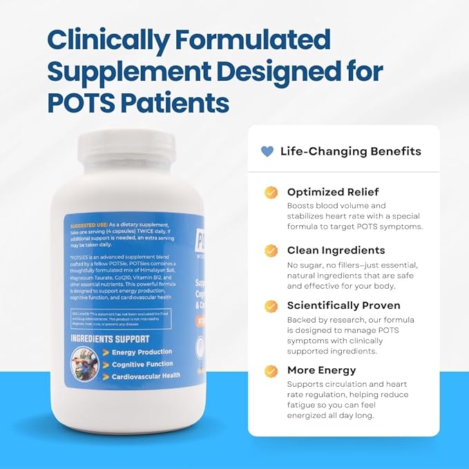 POTS Supplement Vitamin & Nutraceutical Mix Capsules for Pots Syndrome | POTS Management Essentials | 240 Capsules - 30 Day Supply
