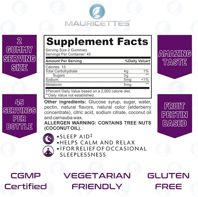 Melatonin Gummies for Kids and Adults - 5mg Sleep Support Aid for Better Sleeping Quality, Great-Tasting, Ideal for Children, Teens, and Adults 90 5 mg Gummy's
