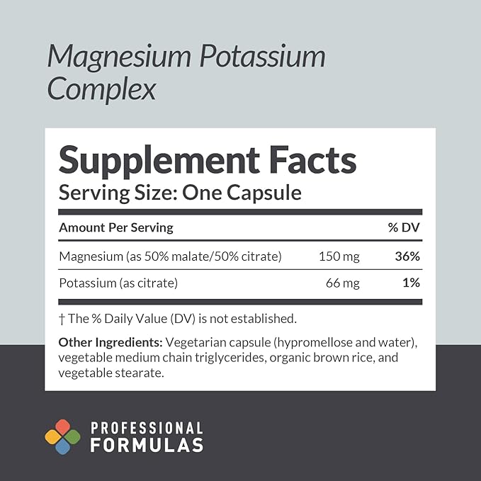 Professional Formulas Magnesium Potassium Complex - Blend of Magnesium and Potassium to Support Healthy Cardiovascular Function, Muscle Function, Bone Mineralization and Alkaline Balance