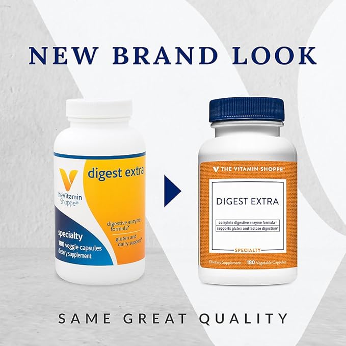 The Vitamin Shoppe Digestive Enzymes- Comprehensive Formula for Fats, Carbohydrates, and Protein Digestion - Aids Gluten and Dairy Breakdown and Supports Nutrient Absorption (180 Vegetable Capsules)