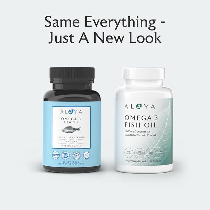 Alaya Naturals - Omega 3 Fish Oil, 1000 mcg, 60 Softgels, Non-GMO, No Fishy Aftertaste