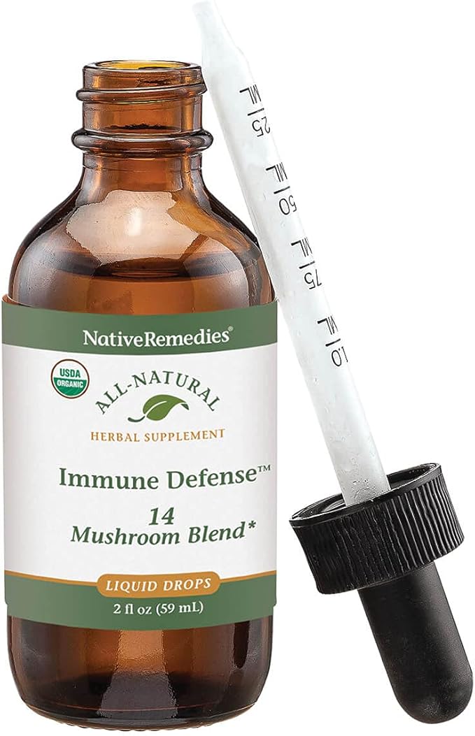 Native Remedies Immune Defense 14 Mushroom Blend to Protect and Maintain Immune System Function, 2 Fl oz.