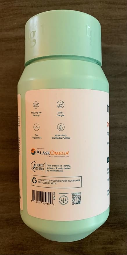 True Grace Omega-3 Fish Oil - 120 Softgels - 1400 mg EPA + DHA - Brain, Heart, Joint & Immune Health - Organic, Gluten Free, Soy Free