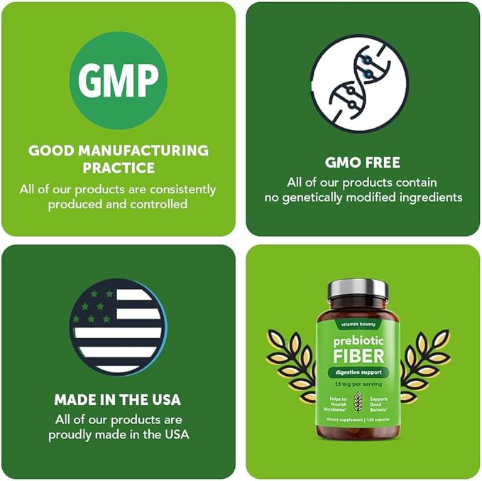 Vitamin Bounty Prebiotic Capsules - PreforPro® Prebiotics Supplement for Women & Men Digestive Health & Advanced Gut Health – No Fiber, No Bloating – Boosts Probiotic Effectiveness – 60 Vegan Cap