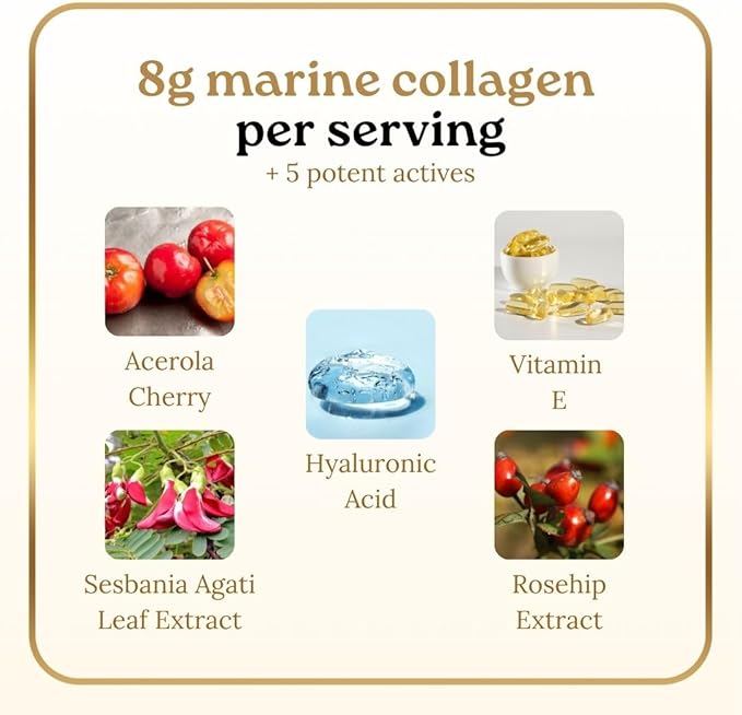 100% Pure Marine Collagen - Type I & III Peptides, 8g Unflavored, Sugar-Free, Preservative-Free, Dairy-Free, GMO-Free, Perfect for Drinks & Smoothies.