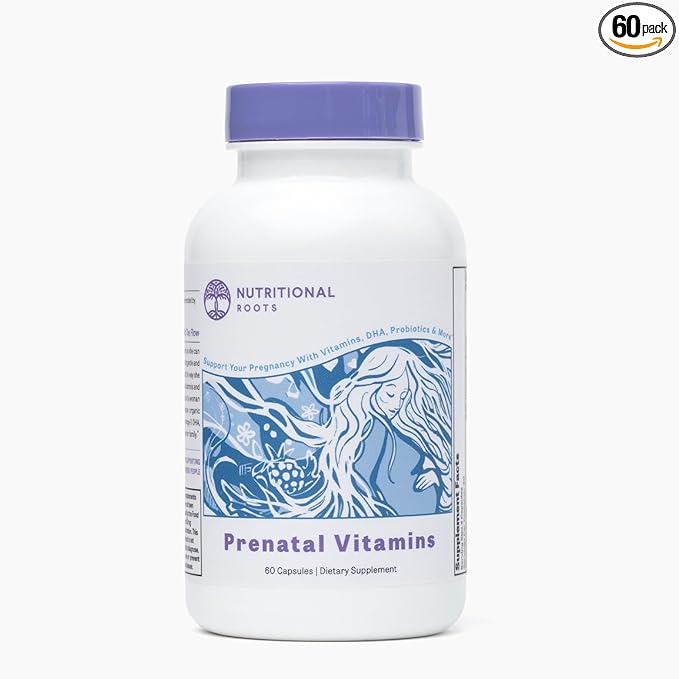 Prenatal Vitamins with DHA - Whole Food Vitamins with Folate, Probiotics and Regenerative Organic Ingredients, Without Iron, Without Iodine, Bump It Up, 30 Servings