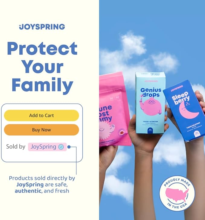 JoySpring Broccoli Supplement for Kids | Sulforaphane & Bacopa Monnieri Drops | Supports Cognitive Function | Vegan & Kid-Friendly