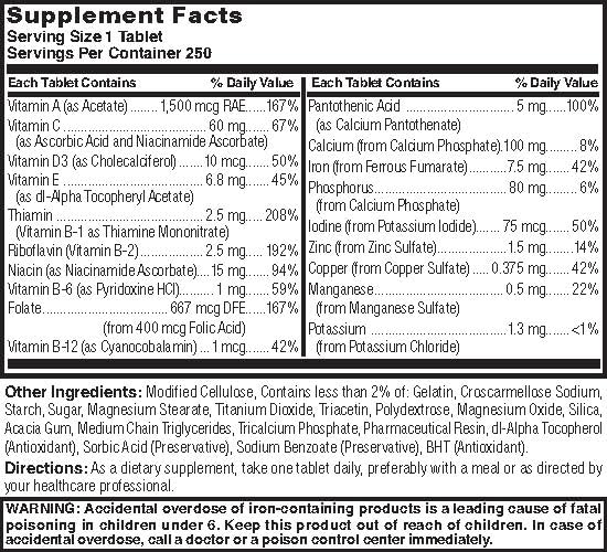 NAT B MULTIVITAMIN & MIN TB 250