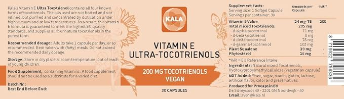 Ultra Tocotrienol 200mg Vitamin E Vegan – All 4 tocotrienols - Tocopherol Free - Supports Immune Health & Antioxidant Health Tocotrienols Supplement