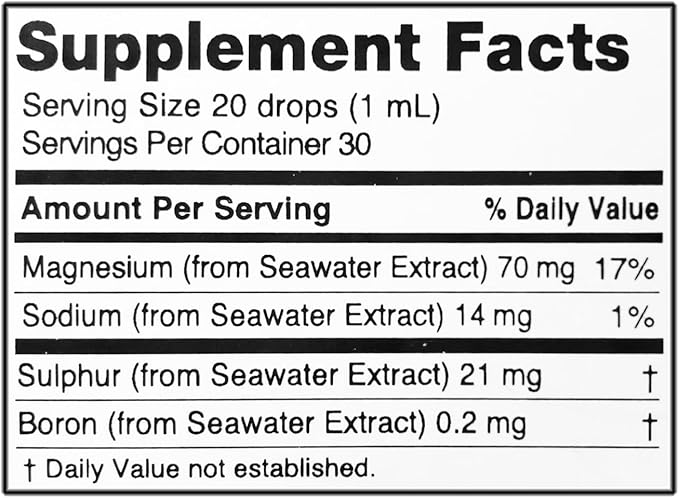 Oriel Liquid Magnesium Drops for Sleep, Rapid Absorption, Free Ion Magnesium, Minerals and 78 Trace Elements, Supports Natural and Deep Sleep, Relaxation and Calm, 30 ml, 30-Day Supply