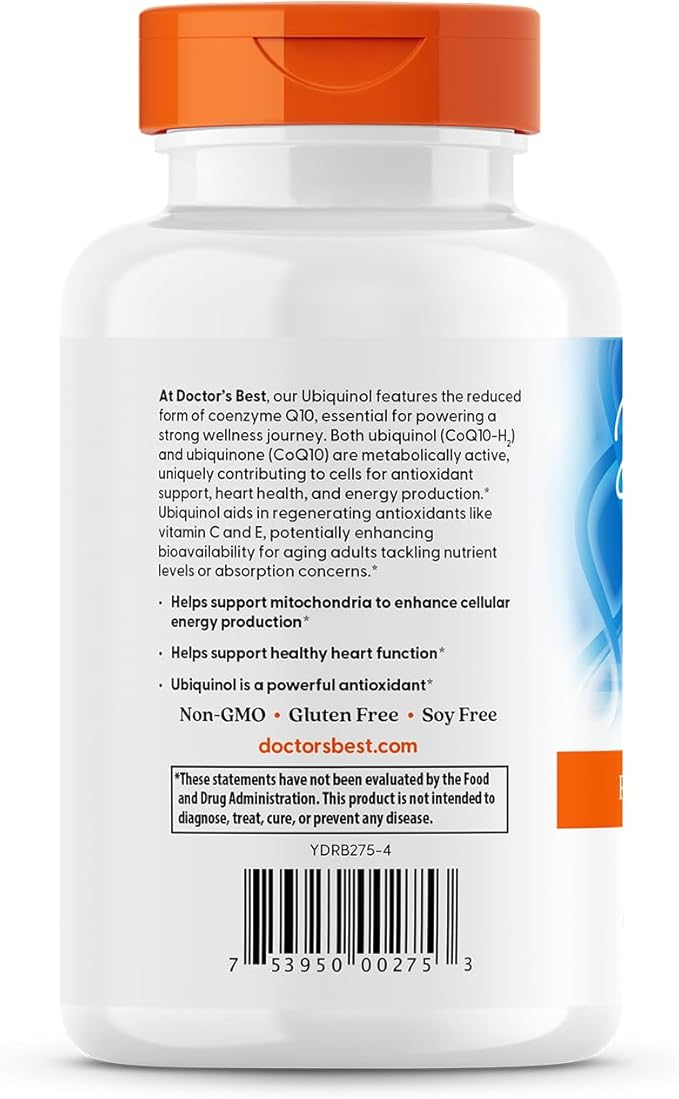 Doctors Best Ubiquinol, Reduced-Form Coenzyme Q1, Non-GMO, Gluten Free, Soy Free 120 Softgels