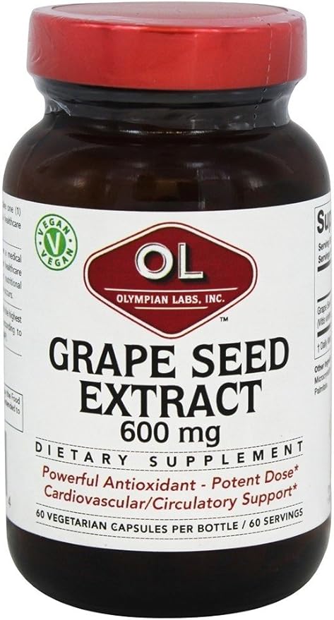 Olympian Labs Grape Seed Extract 600mg, Supports Heart & Immune Health, 60 Count
