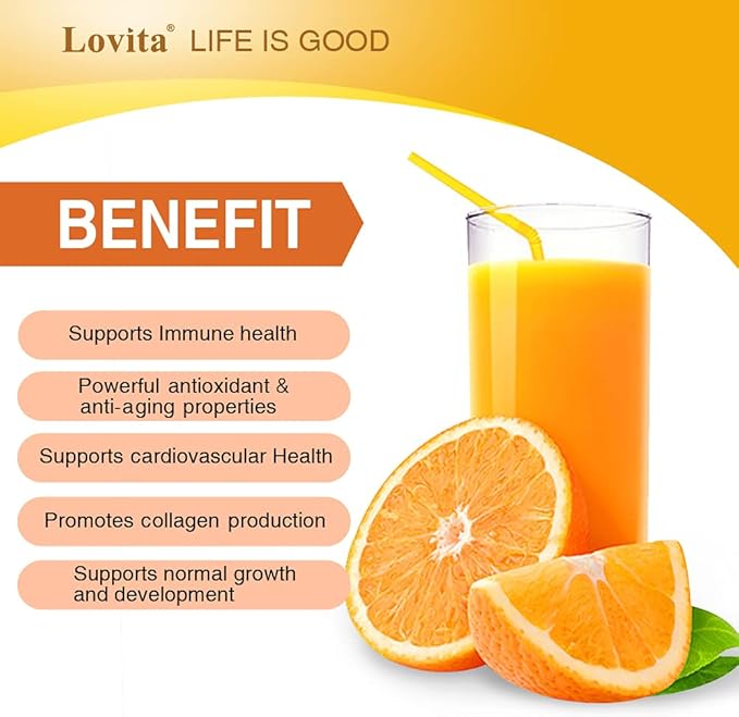 Lovita Vitamin C 1000mg with Bioflavonoids & Rose HIPS, Timed Release Coating, High Potency, Support Healthy Immune Function, 120 Vegetarian Tablets for 4 Month Supply