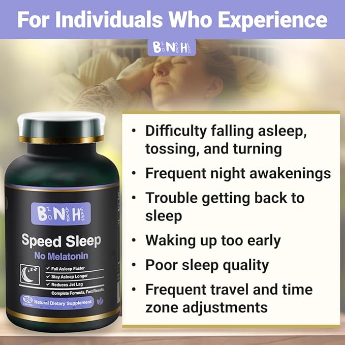 Speed Sleep- Natural Supplements for Sleep, Melatonin Free, Gluten Free, All-Natural Ingredients, 180 Capsules, Non-Habit Forming, Relaxing