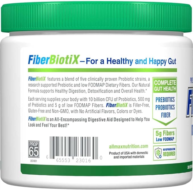 ALLMAX Naturals - FiberBiotix - Supports Gastrointestinal Health, Detoxification and Digestion for a Healthy and Happy Gut (189g, Unflavored)