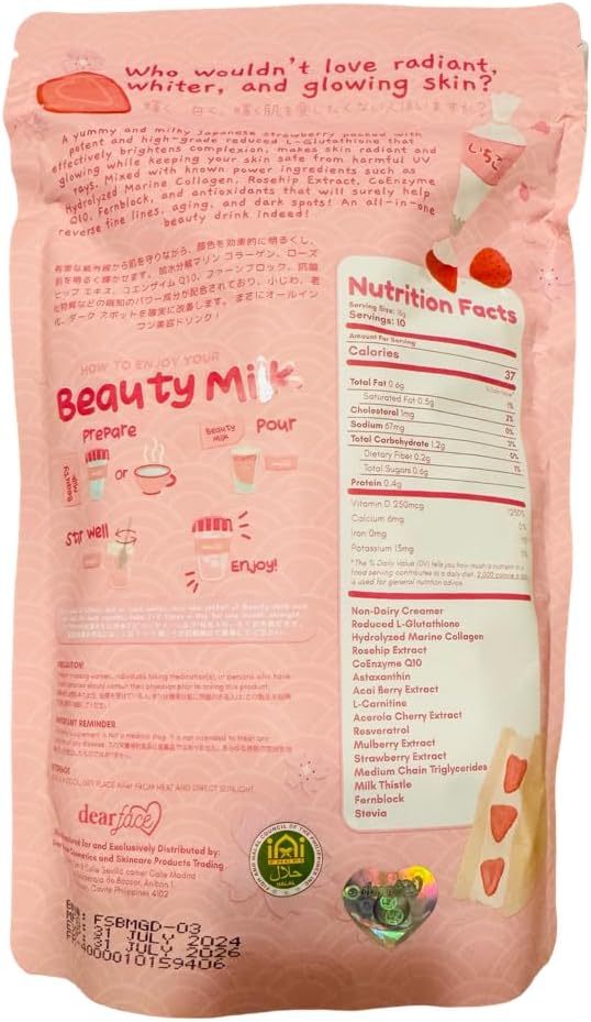 Dear Face Collagen Glutathione Drinks (180g, Strawberry)