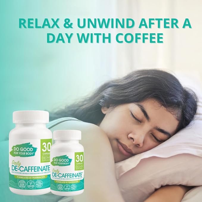 Daily De-Caffeinate, Rutaecarpine, Natural Acting Non-Addictive Deep Sleep Aid for Coffee, Caffeine Lovers, Unwind and Relax, 30 Capsules