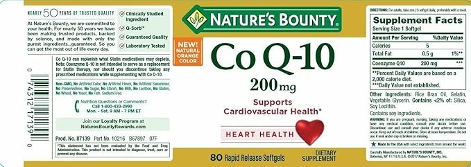 Nature's Bounty Co Q-10 200 mg Rapid Release Softgels Supports Cadiovascular Health 80 Ea (Pack of 4)