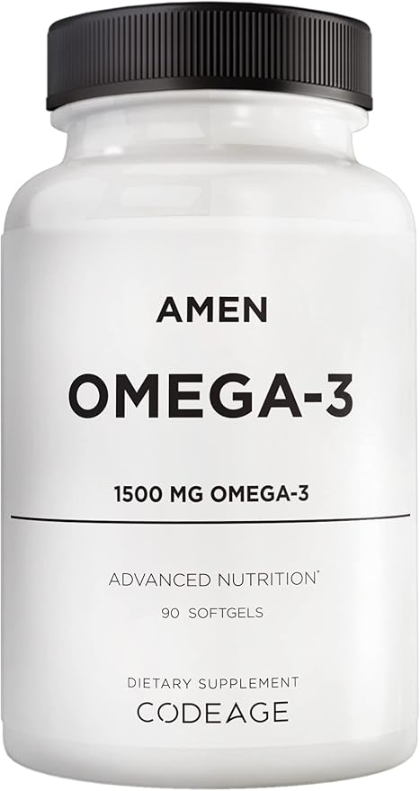 Amen Omega-3 Supplement - 1500mg High-Potency Daily Omega 3 - EPA and DHA Fatty Acids Fish Oil - 45-Day Supply - Fatty Acid Supplements - Fish Oil Pills - Non-GMO - 90 Soft Gels Capsules