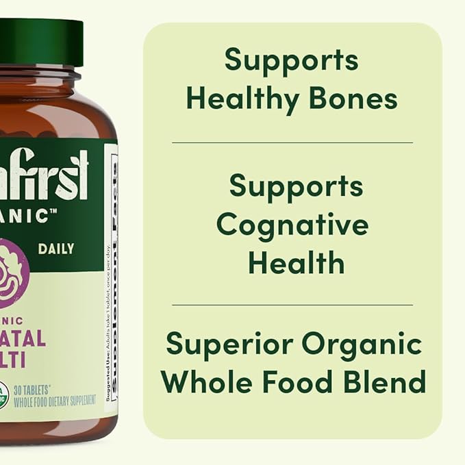 Prenatal Once Daily Multivitamin for Women for Conception, Pregnancy, Postpartum & Breastfeeding, Folate, Iron & Organic Whole Food Blend, 30 Count