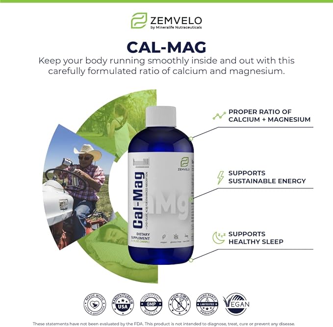Liquid Ionic Cal/Mag | Calcium, Magnesium, Boron | Bone & Muscle Support | Restful Sleep | Mood Support | 48 Day Supply