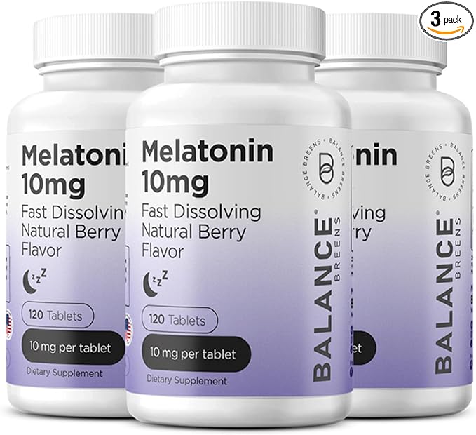 Balancebreens Melatonin 10mg Fast-Dissolve, 120 Tablets β Natural Sleep Aid for Restful Nights, Drug-Free Support for Relaxation and Tranquility