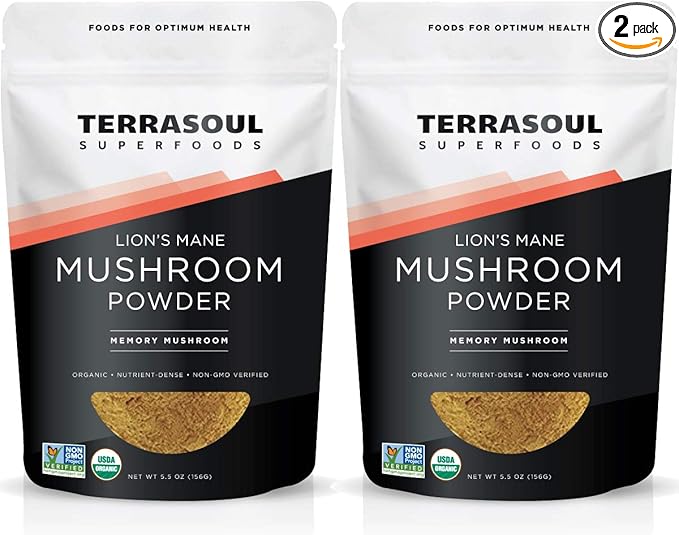 Terrasoul Superfoods Organic Lion's Mane Mushroom Powder (4:1 Extract), 11 Ounces