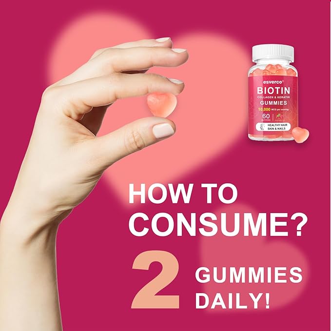Biotin Gummies10000mcg Collagen Keratin Gummies Supplements Gummy Hair Skin And Nails Vitamins Gummies Daily Hair Nail Growth & Strengthener Gummies For Women Vegan Biotin Vitamin C Gummy120 Count