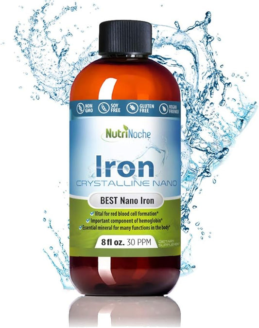 NutriNoche Liquid Iron Supplement - High Potency Sublingual Iron Drops - Vegan Iron - Flavorless - Crystalline Iron Supplement for Men, Women & Kids