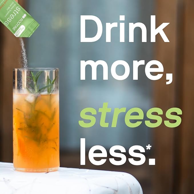Stress Support Calm Drink Mix Supplement to Help Energy, Mood, & Balance Cortisol Levels, Relaxation Natural Adaptogenic Herbal Calm Powder Mix 24 Pack