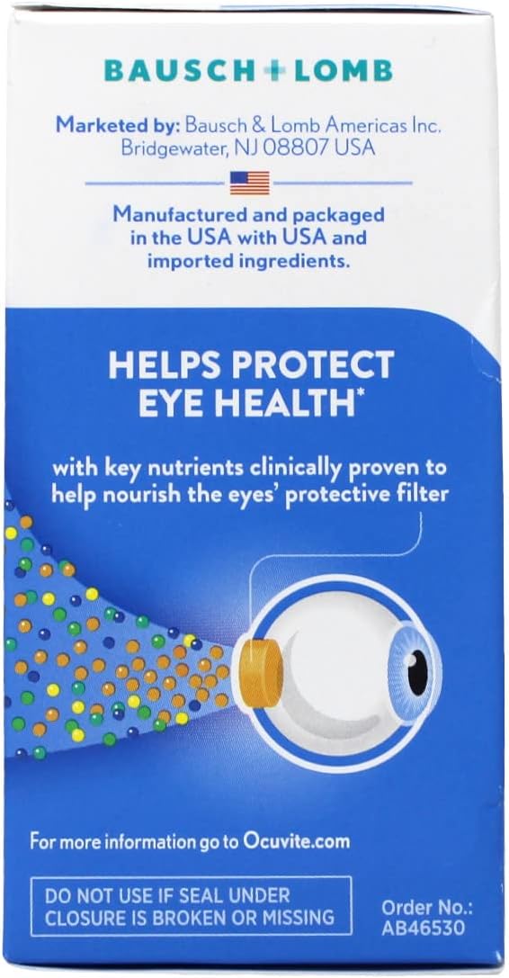 Ocuvite 50+ Eye Vitamin & Mineral Supplement, Multivitamin for Vision & Ocular Health with Omega-3, Zinc, Vitamins C & E, Lutein & Zeaxanthin, Zinc Supplements for Women and Men, 50 Softgels