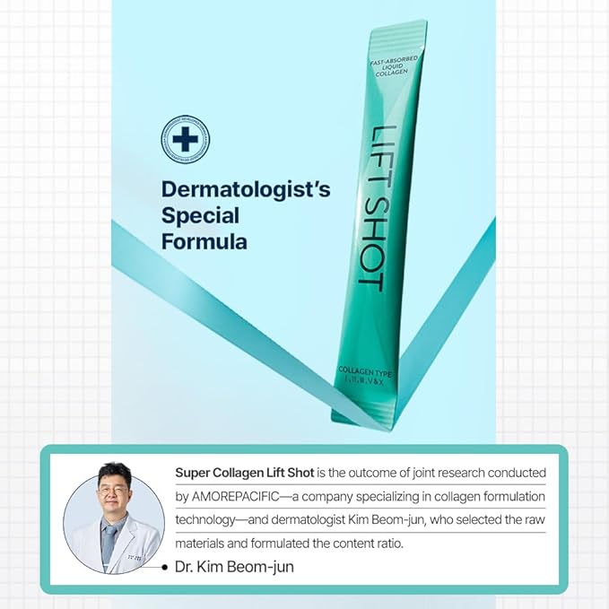 Liquid Collgen for Women, SuperCollagen Lift Shot - Premium Multi Collagens Peptides Type I, II, III, V, X 1500mg with Hyaluronic, Vitamin C, Third Party Certified, High Absorption