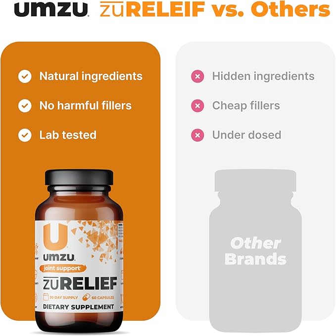 UMZU Turmeric Curcumin Supplement | Joint Comfort 7 Natural Ingredients - Bromelin, Boswellia & BioPerine Black Pepper | Supports Joint Health & Immunity (30 Day Supply | 60 Capsules)