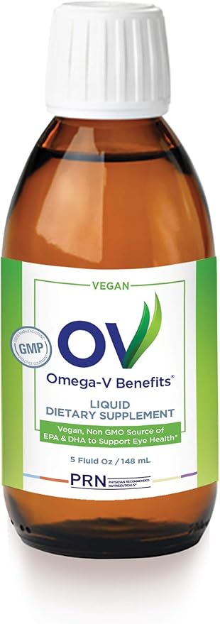 PRN | Omega-V Benefits - Vegan Omega-3 Supplement with 1000mg EPA and DHA - Premium, Sustainable Algae for Plant-Based & Vegetarians – Support Heart, Brain, Joint & Eye Health 1 Month Supply