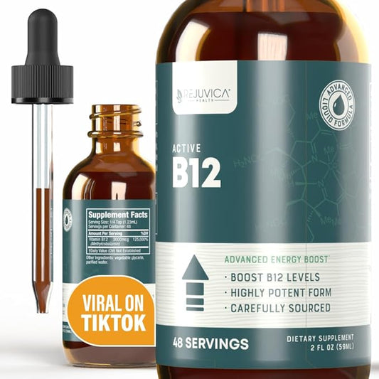 Essential B-12 Liquid B12, Supports Energy and a Healthy Nervous System - Convenient Liquid Dropper Absorbs Fast & Tastes Great