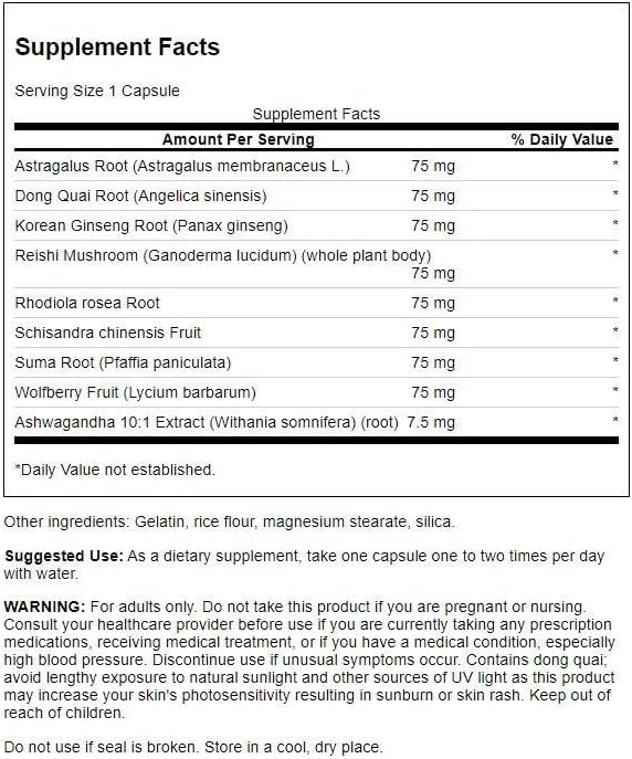 Swanson Rhodiola Ashwagandha Ginseng Complex Energy Immune Function Nervous System Stress Support Adaptogen Herb Supplement 60 Capsules