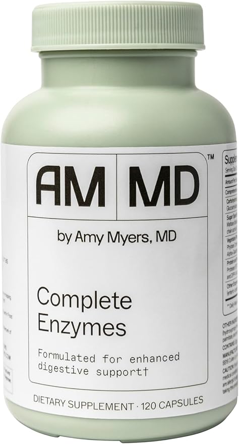 Amy Myers MD Digestive Enzymes for Digestion Aid - 19 Enzymes for Gut Health, Bloating & Stomach Issues - DPP-IV Protease Amylase Lipase Lactase Sucrase - Break Down Protein carb Sugar Fiber 120 Caps
