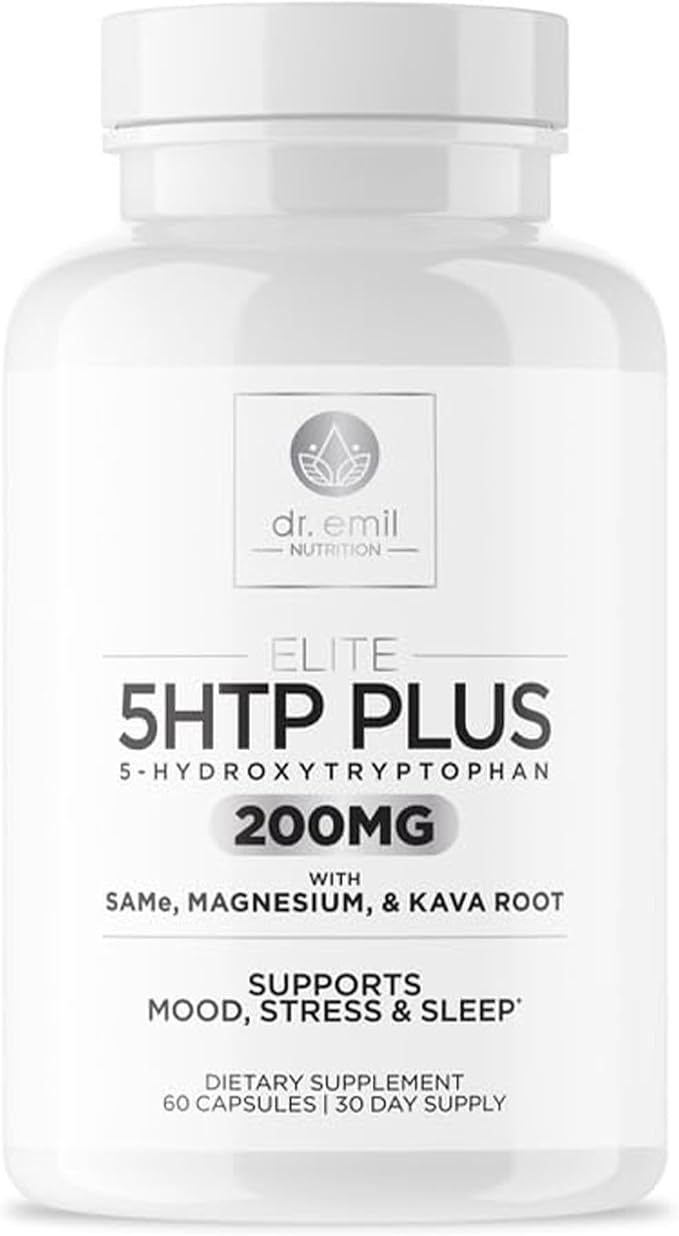 200 MG 5-HTP Elite with Kava Root Extract, Magnesium & SAM-e to Maintain Normal Healthy Sleep & Create a Sense of Wellbeing - 5HTP Supplement with Vitamin B6 - 60 Capsules, 30 Servings