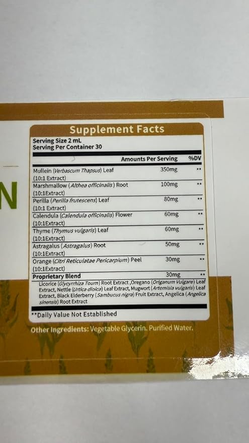 Mullein Leaf Extract Drops - 13-in-1 Botanical Extract Blend with Marshmallow Root for Wellness Support - Mullein Leaf Extract Supplement - Alcohol-Free Tincture, 2 fl oz