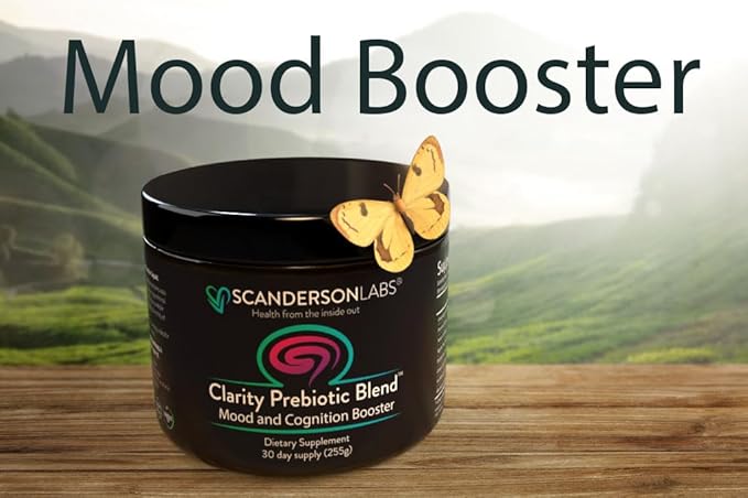 Clarity Prebiotic Blend – Optimize Gut and Mood via The Gut-Brain axis – one Month Supply – Easy to use, one Scoop mixes with Liquid or Food – Vegan, Soy-Free, Gluten-Free, Non-GMO