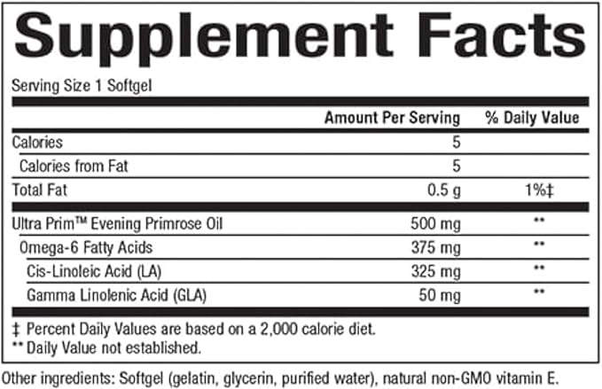 Natural Factors Omega Factors, Ultra Prim Evening Primrose Oil, 500 mg, 180 Softgels